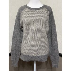 J.Crew Men's Gray Lambswool Sweater Small Crew Neck Long Sleeve Classic Knit
